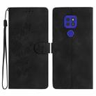 For Motorola Moto G9 / G9 Play / E7 Plus Flower Butterfly Embossing Pattern Leather Phone Case(Black) - 1