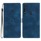 For Motorola Moto G8 Play Flower Butterfly Embossing Pattern Leather Phone Case(Blue) - 1