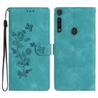 For Motorola Moto G8 Play Flower Butterfly Embossing Pattern Leather Phone Case(Sky Blue) - 1