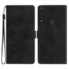 For Motorola Moto G8 Play Flower Butterfly Embossing Pattern Leather Phone Case(Black) - 1