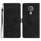 For Motorola Moto G7 Power Flower Butterfly Embossing Pattern Leather Phone Case(Black) - 1