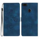 For Motorola Moto E6 Play Flower Butterfly Embossing Pattern Leather Phone Case(Blue) - 1