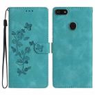 For Motorola Moto E6 Play Flower Butterfly Embossing Pattern Leather Phone Case(Sky Blue) - 1