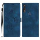 For Motorola Moto E 2020 Flower Butterfly Embossing Pattern Leather Phone Case(Blue) - 1