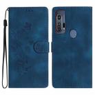 For Motorola Edge+ 2020 Flower Butterfly Embossing Pattern Leather Phone Case(Blue) - 1