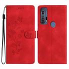 For Motorola Edge+ 2020 Flower Butterfly Embossing Pattern Leather Phone Case(Red) - 1