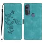 For Motorola Edge+ 2020 Flower Butterfly Embossing Pattern Leather Phone Case(Sky Blue) - 1