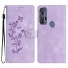 For Motorola Edge+ 2020 Flower Butterfly Embossing Pattern Leather Phone Case(Purple) - 1