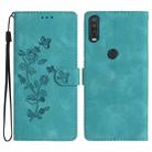 For Motorola One Action Flower Butterfly Embossing Pattern Leather Phone Case(Sky Blue) - 1