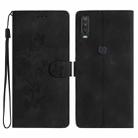 For Motorola One Action Flower Butterfly Embossing Pattern Leather Phone Case(Black) - 1