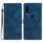 For Motorola Moto P40 Power Flower Butterfly Embossing Pattern Leather Phone Case(Blue) - 1