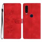 For Motorola Moto P40 Power Flower Butterfly Embossing Pattern Leather Phone Case(Red) - 1