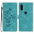 For Motorola Moto P40 Power Flower Butterfly Embossing Pattern Leather Phone Case(Sky Blue) - 1