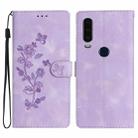 For Motorola Moto P40 Power Flower Butterfly Embossing Pattern Leather Phone Case(Purple) - 1
