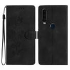 For Motorola Moto P40 Power Flower Butterfly Embossing Pattern Leather Phone Case(Black) - 1