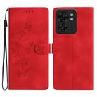 For Motorola Edge 40 Flower Butterfly Embossing Pattern Leather Phone Case(Red) - 1