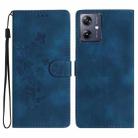 For Motorola Moto G14 4G Flower Butterfly Embossing Pattern Leather Phone Case(Blue) - 1