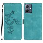 For Motorola Moto G54 5G Flower Butterfly Embossing Pattern Leather Phone Case(Sky Blue) - 1