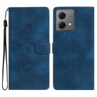 For Motorola Moto G84 5G Flower Butterfly Embossing Pattern Leather Phone Case(Blue) - 1