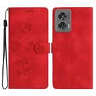 For Motorola Edge 50 Fusion Flower Butterfly Embossing Pattern Leather Phone Case(Red) - 1