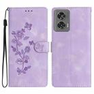 For Motorola Edge 50 Fusion Flower Butterfly Embossing Pattern Leather Phone Case(Purple) - 1