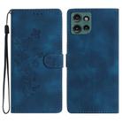 For Motorola Edge 50 5G Flower Butterfly Embossing Pattern Leather Phone Case(Blue) - 1