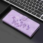 For Motorola Edge 50 5G Flower Butterfly Embossing Pattern Leather Phone Case(Purple) - 2