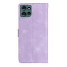 For Motorola Edge 50 5G Flower Butterfly Embossing Pattern Leather Phone Case(Purple) - 3