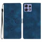 For Motorola Edge 50 Pro Flower Butterfly Embossing Pattern Leather Phone Case(Blue) - 1