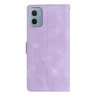 For Motorola Moto E15 Flower Butterfly Embossing Pattern Leather Phone Case(Purple) - 3