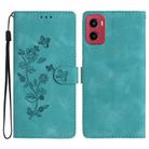 For Motorola Moto G05 Flower Butterfly Embossing Pattern Leather Phone Case(Sky Blue) - 1