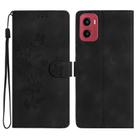 For Motorola Moto G05 Flower Butterfly Embossing Pattern Leather Phone Case(Black) - 1