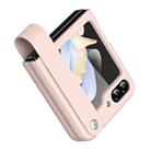 For Samsung Galaxy Z Flip5 Hand Strap Type Leather Phone Case(Pink) - 1