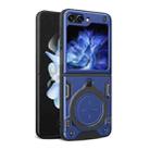 For Samsung Galaxy Z Flip5 CD Texture Magnetic Holder Phone Case(Blue) - 1