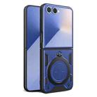 For Samsung Galaxy Z Flip7 CD Texture Magnetic Holder Phone Case(Blue) - 1