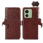 For Motorola Edge 40 Ostrich Pattern Genuine Leather RFID Phone Case(Coffee) - 1
