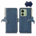 For Motorola Edge 40 Ostrich Pattern Genuine Leather RFID Phone Case(Blue) - 1