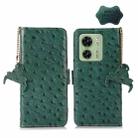 For Motorola Edge 40 Ostrich Pattern Genuine Leather RFID Phone Case(Green) - 1