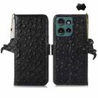 For Motorola Edge 50 Ostrich Pattern Genuine Leather RFID Phone Case(Black) - 1