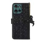 For Motorola Edge 50 Ostrich Pattern Genuine Leather RFID Phone Case(Black) - 3