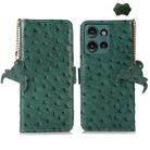 For Motorola Edge 50 Neo Ostrich Pattern Genuine Leather RFID Phone Case(Green) - 1