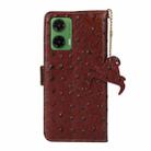 For Motorola Moto G35 Ostrich Pattern Genuine Leather RFID Phone Case(Coffee) - 3