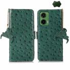 For Motorola Moto G35 Ostrich Pattern Genuine Leather RFID Phone Case(Green) - 1