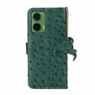 For Motorola Moto G35 Ostrich Pattern Genuine Leather RFID Phone Case(Green) - 3