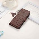 For Motorola Moto G75 5G Ostrich Pattern Genuine Leather RFID Phone Case(Coffee) - 2