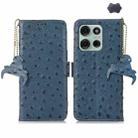 For Motorola Moto G75 5G Ostrich Pattern Genuine Leather RFID Phone Case(Blue) - 1