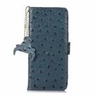 For Motorola Moto G75 5G Ostrich Pattern Genuine Leather RFID Phone Case(Blue) - 3