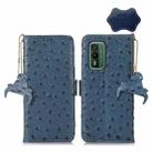 For Nokia XR21 Ostrich Pattern Genuine Leather RFID Phone Case(Blue) - 1
