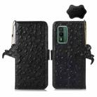 For Nokia XR21 Ostrich Pattern Genuine Leather RFID Phone Case(Black) - 1