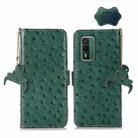 For Nokia XR21 Ostrich Pattern Genuine Leather RFID Phone Case(Green) - 1